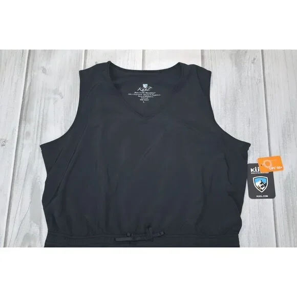 NEW Kuhl Vantage Dress Sz L Black Sleeveless Hiking Athletic V-Neck UPF 50+ 4021 - Picture 2 of 9